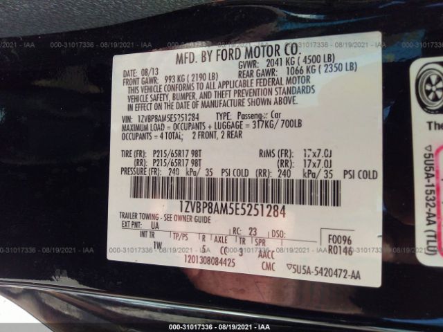 Photo 8 VIN: 1ZVBP8AM5E5251284 - FORD MUSTANG 