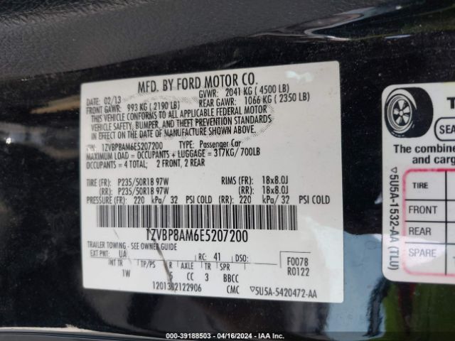 Photo 8 VIN: 1ZVBP8AM6E5207200 - FORD MUSTANG 