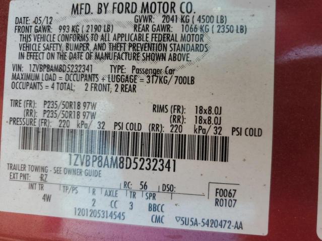 Photo 11 VIN: 1ZVBP8AM8D5232341 - FORD MUSTANG 