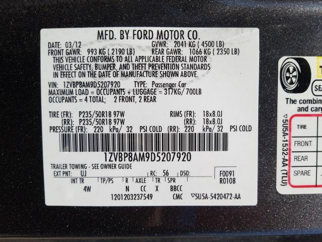 Photo 9 VIN: 1ZVBP8AM9D5207920 - FORD MUSTANG 