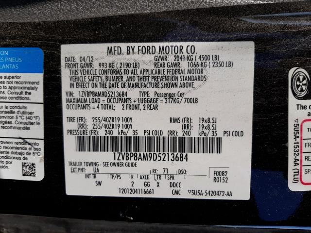 Photo 9 VIN: 1ZVBP8AM9D5213684 - FORD MUSTANG 