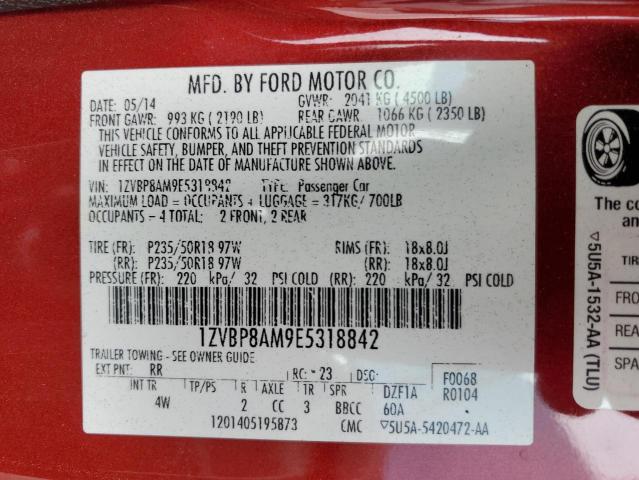 Photo 11 VIN: 1ZVBP8AM9E5318842 - FORD MUSTANG 