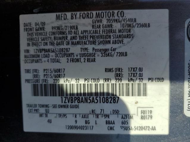 Photo 11 VIN: 1ZVBP8AN5A5108287 - FORD ALL MODELS 