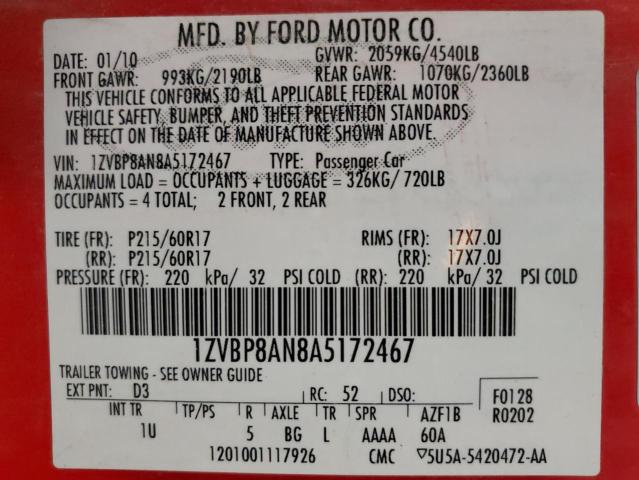 Photo 12 VIN: 1ZVBP8AN8A5172467 - FORD ALL MODELS 