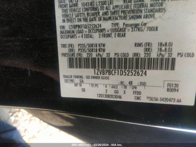 Photo 8 VIN: 1ZVBP8CF1D5252624 - FORD MUSTANG 