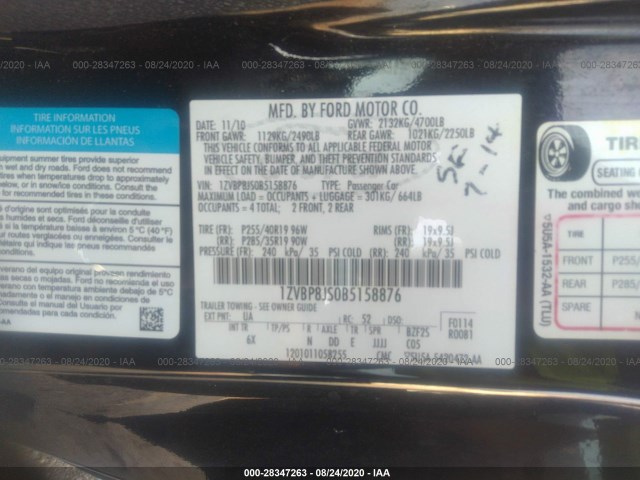 Photo 8 VIN: 1ZVBP8JS0B5158876 - FORD MUSTANG 