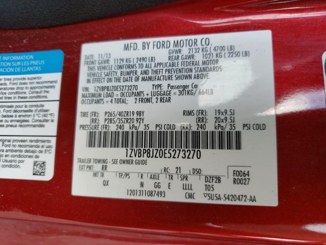 Photo 9 VIN: 1ZVBP8JZ0E5273270 - FORD MUSTANG SH 