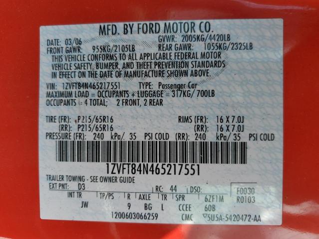 Photo 12 VIN: 1ZVFT84N465217551 - FORD MUSTANG 