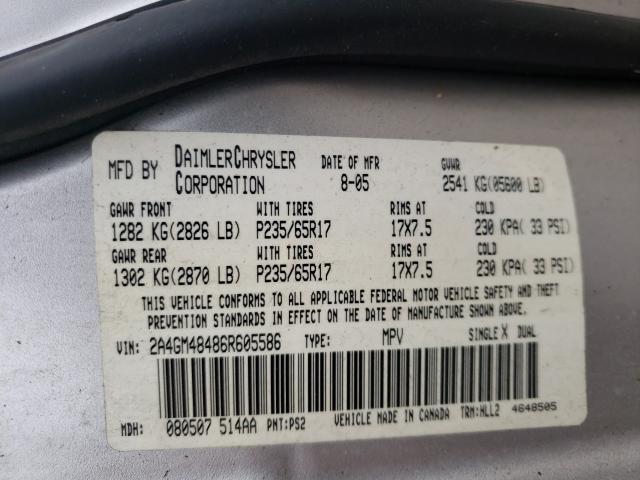 Photo 9 VIN: 2A4GM48486R605586 - CHRYSLER PACIFICA 