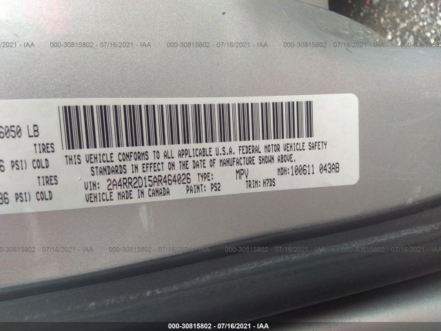 Photo 8 VIN: 2A4RR2D15AR464026 - CHRYSLER TOWN & COUNTRY 