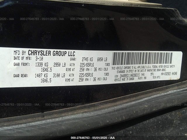 Photo 8 VIN: 2A4RR5D11AR298315 - CHRYSLER TOWN & COUNTRY 