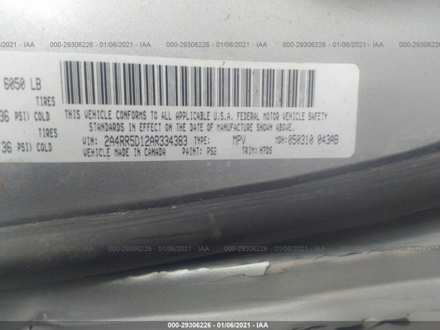 Photo 8 VIN: 2A4RR5D12AR334383 - CHRYSLER TOWN & COUNTRY 