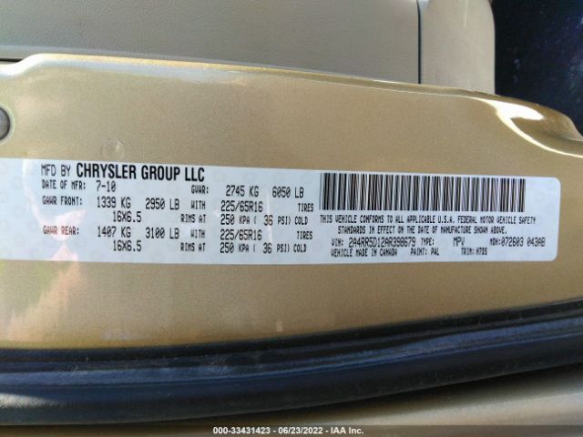 Photo 8 VIN: 2A4RR5D12AR398679 - CHRYSLER TOWN & COUNTRY 