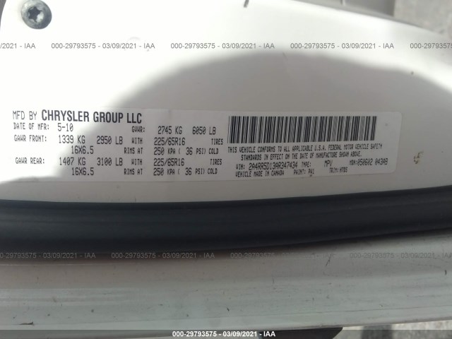 Photo 8 VIN: 2A4RR5D13AR347434 - CHRYSLER TOWN & COUNTRY 