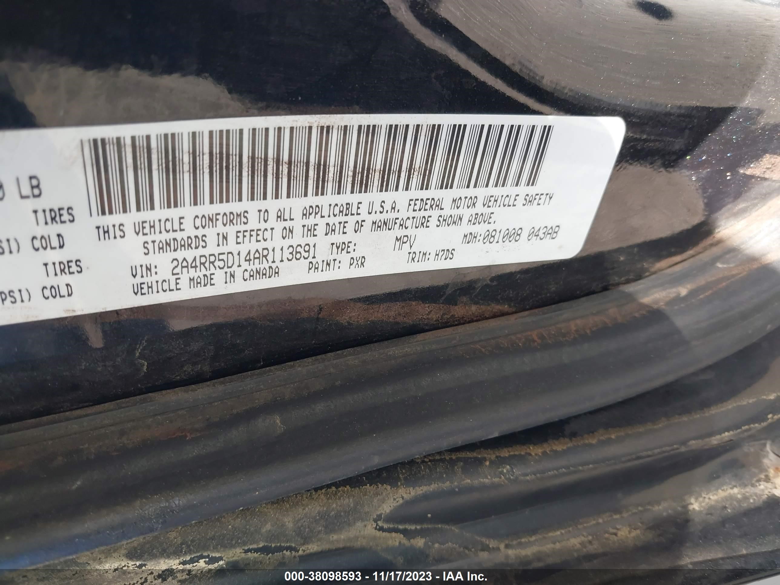 Photo 8 VIN: 2A4RR5D14AR113691 - CHRYSLER TOWN & COUNTRY 