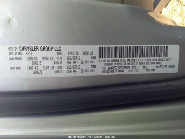 Photo 8 VIN: 2A4RR5D15AR285552 - CHRYSLER TOWN & COUNTRY 