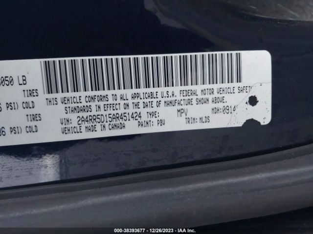 Photo 8 VIN: 2A4RR5D15AR451424 - CHRYSLER TOWN & COUNTRY 