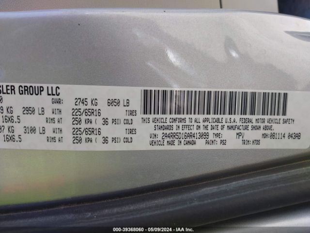 Photo 8 VIN: 2A4RR5D16AR413099 - CHRYSLER TOWN & COUNTRY 