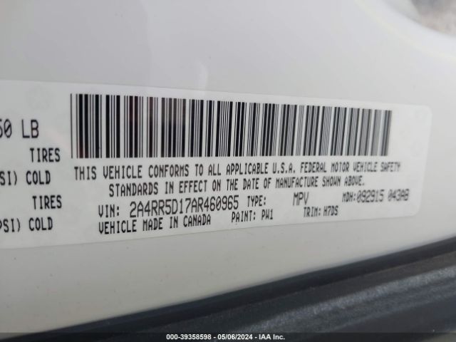 Photo 8 VIN: 2A4RR5D17AR460965 - CHRYSLER TOWN & COUNTRY 