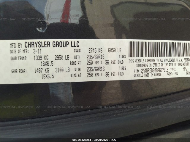 Photo 8 VIN: 2A4RR5DG0BR687615 - CHRYSLER TOWN & COUNTRY 