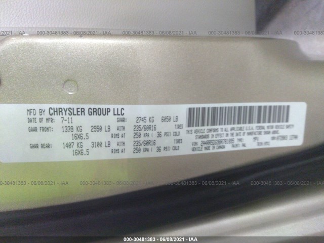 Photo 8 VIN: 2A4RR5DG9BR781895 - CHRYSLER TOWN & COUNTRY 