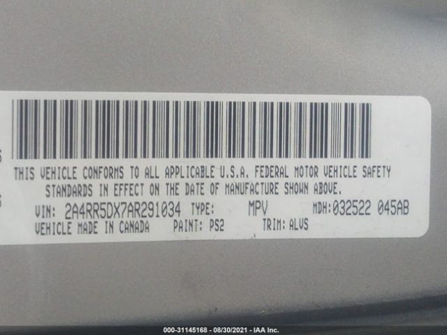 Photo 8 VIN: 2A4RR5DX7AR291034 - CHRYSLER TOWN & COUNTRY 