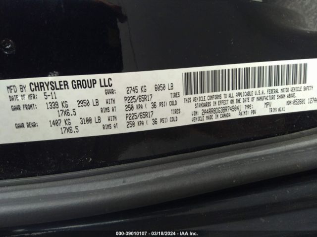 Photo 8 VIN: 2A4RR8DG3BR745041 - CHRYSLER TOWN & COUNTRY 