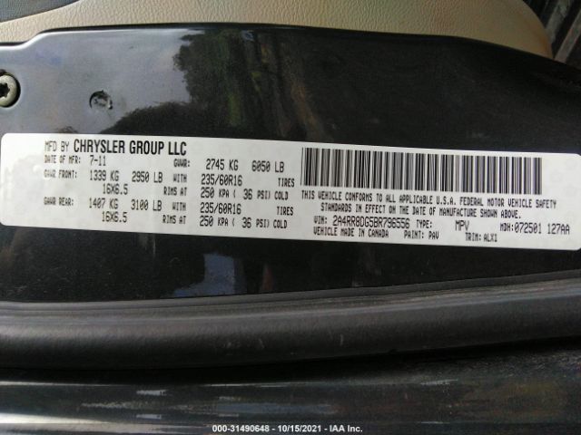 Photo 8 VIN: 2A4RR8DG5BR796556 - CHRYSLER TOWN & COUNTRY 