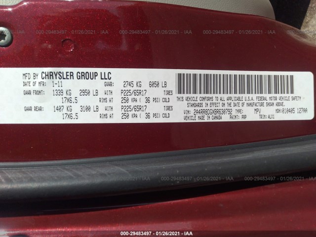 Photo 8 VIN: 2A4RR8DGXBR630792 - CHRYSLER TOWN & COUNTRY 