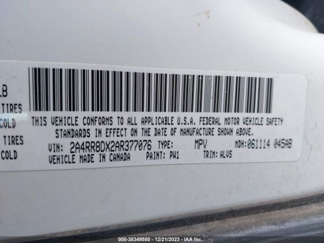 Photo 8 VIN: 2A4RR8DX2AR377076 - CHRYSLER TOWN & COUNTRY 