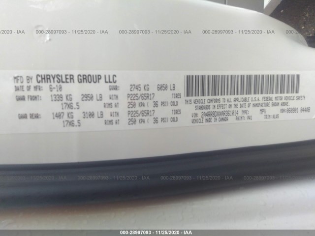 Photo 8 VIN: 2A4RR8DXXAR361014 - CHRYSLER TOWN & COUNTRY 