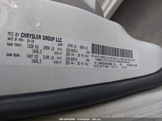 Photo 8 VIN: 2A4RR8DXXAR403889 - CHRYSLER TOWN & COUNTRY 