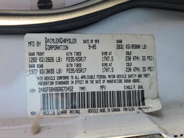 Photo 12 VIN: 2A8GF68486R672452 - CHRYSLER PACIFICA 