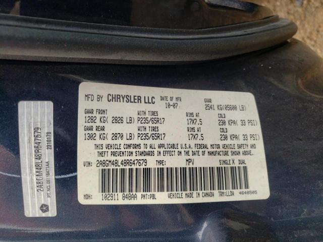 Photo 9 VIN: 2A8GM48L48R647679 - CHRYSLER PACIFICA L 