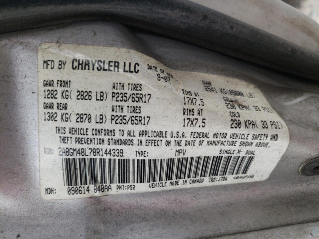 Photo 9 VIN: 2A8GM48L78R144339 - CHRYSLER PACIFICA L 