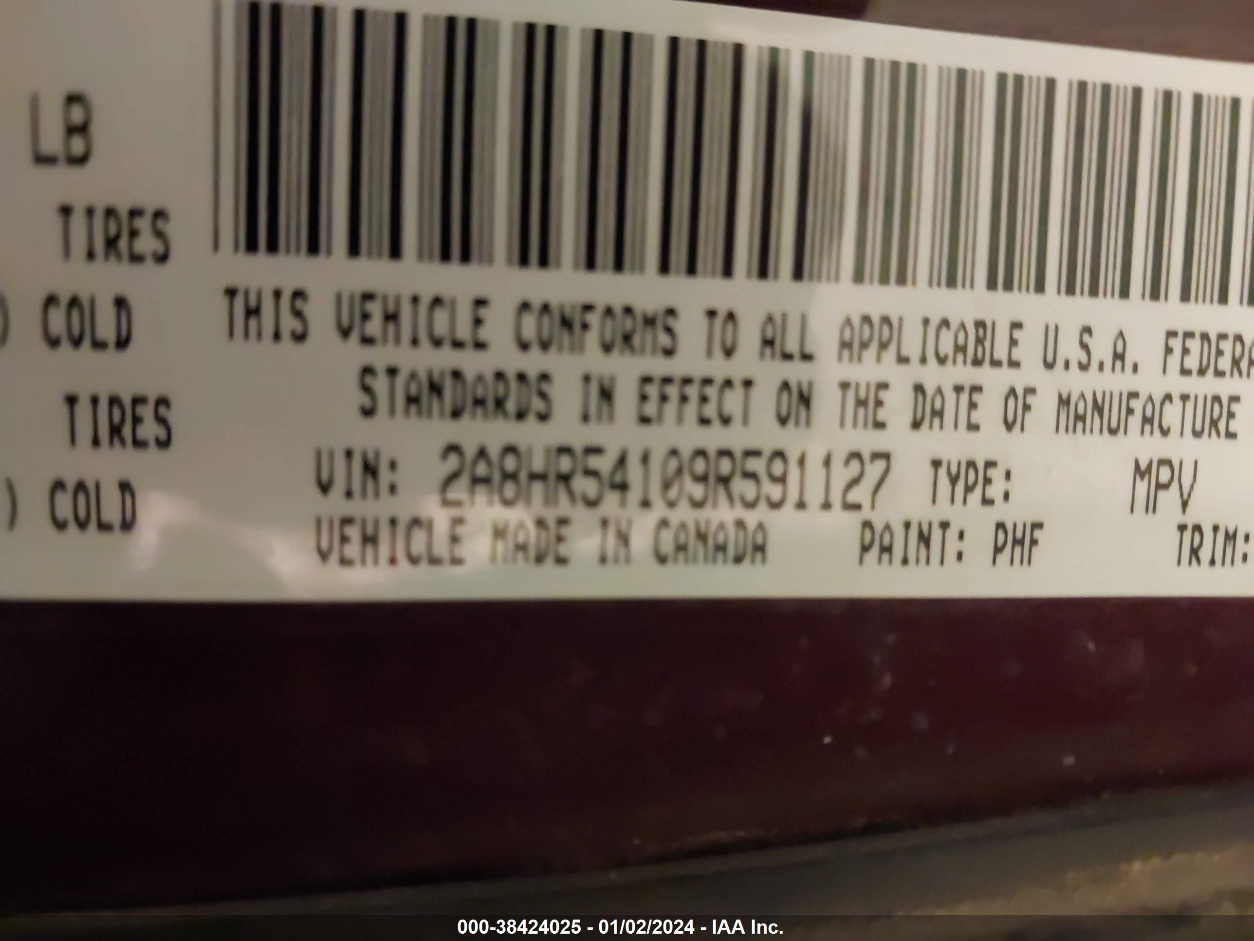 Photo 8 VIN: 2A8HR54109R591127 - CHRYSLER TOWN & COUNTRY 