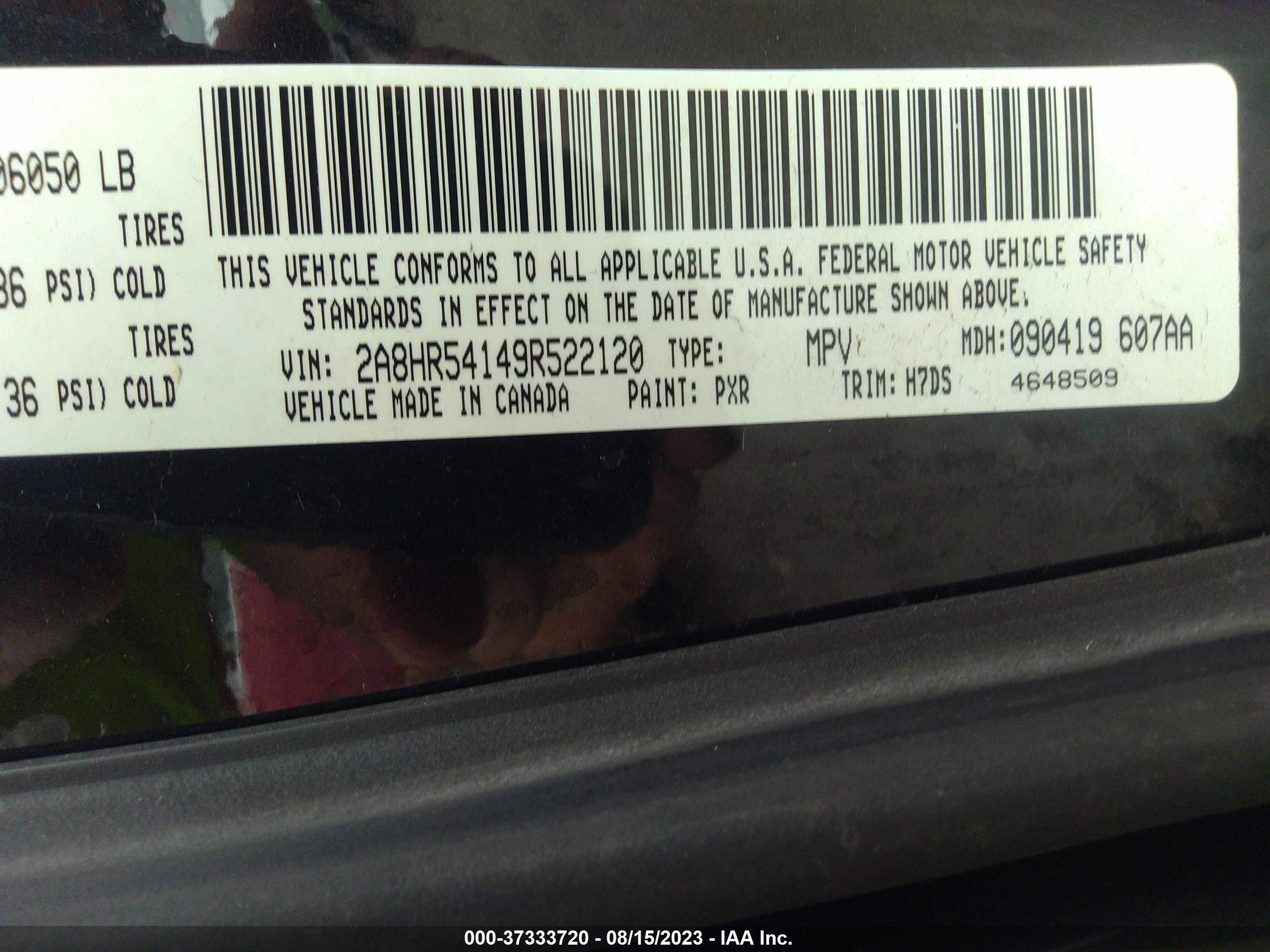 Photo 8 VIN: 2A8HR54149R522120 - CHRYSLER TOWN & COUNTRY 