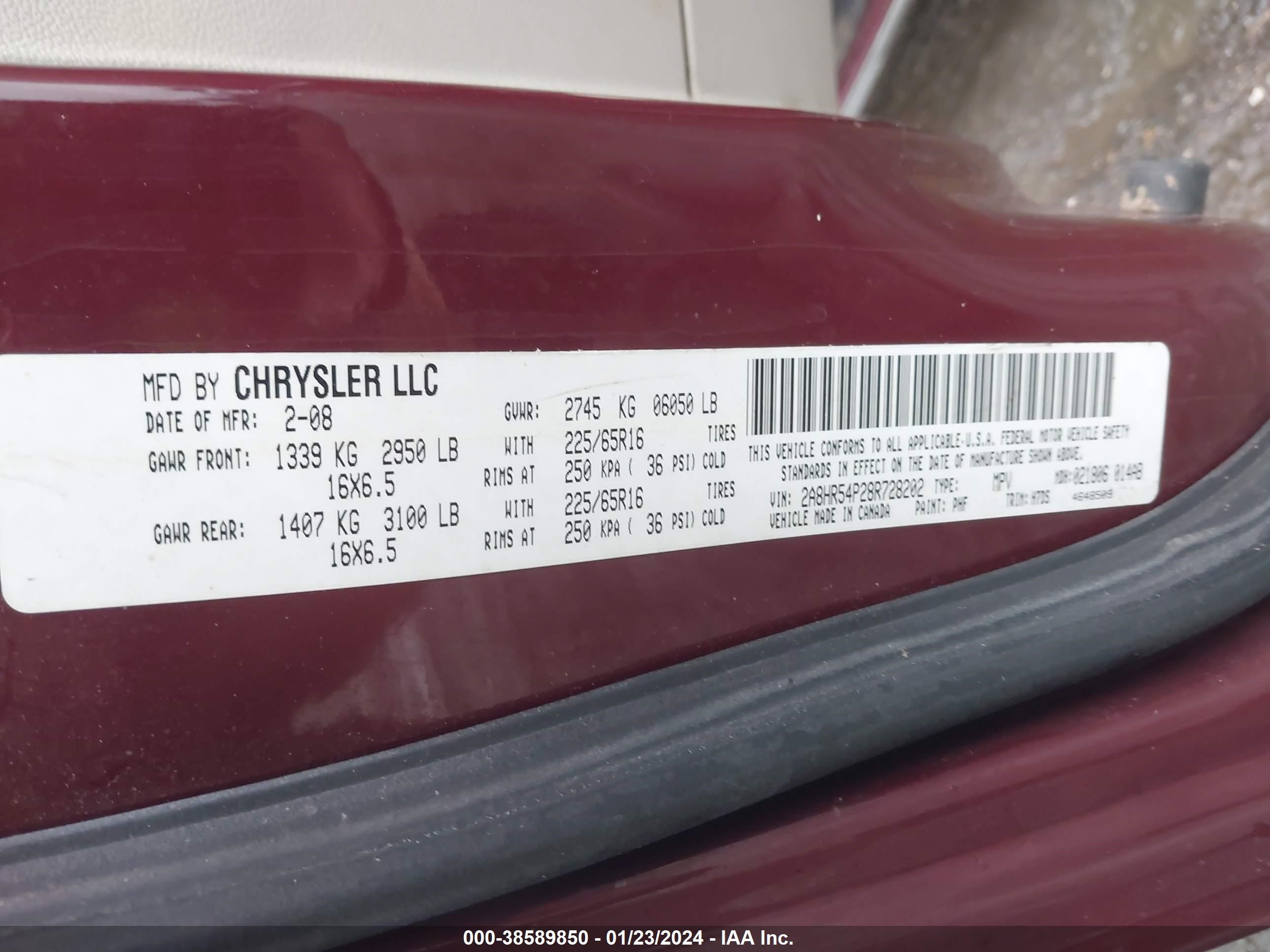 Photo 8 VIN: 2A8HR54P28R728202 - CHRYSLER TOWN & COUNTRY 