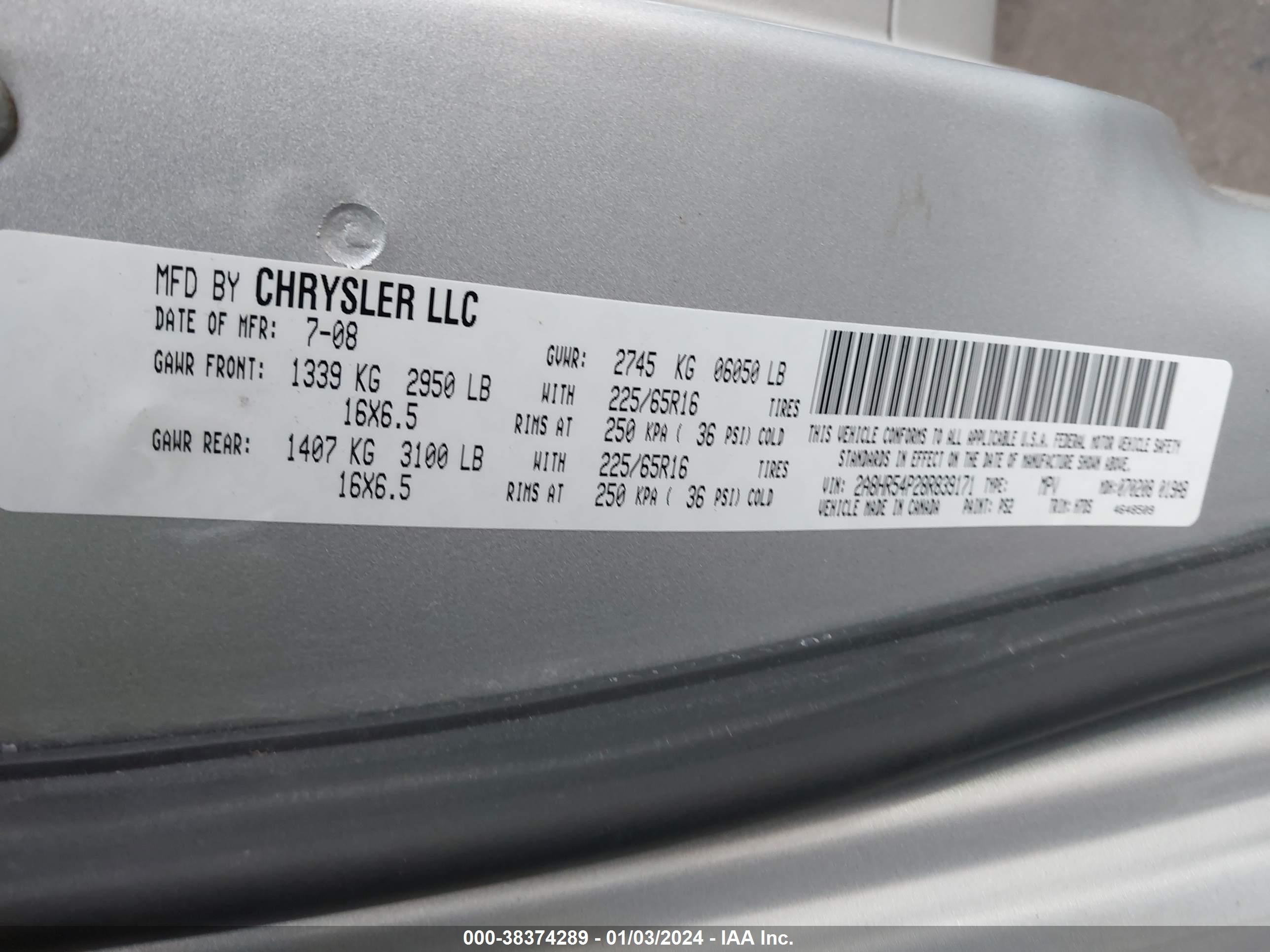 Photo 8 VIN: 2A8HR54P28R839171 - CHRYSLER TOWN-COUNTRY 