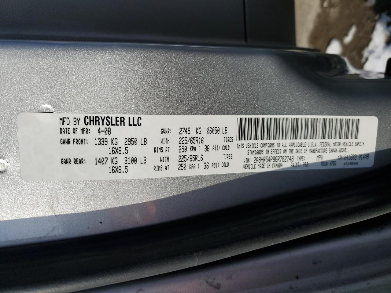 Photo 12 VIN: 2A8HR54P88R782748 - CHRYSLER TOWN & COUNTRY 