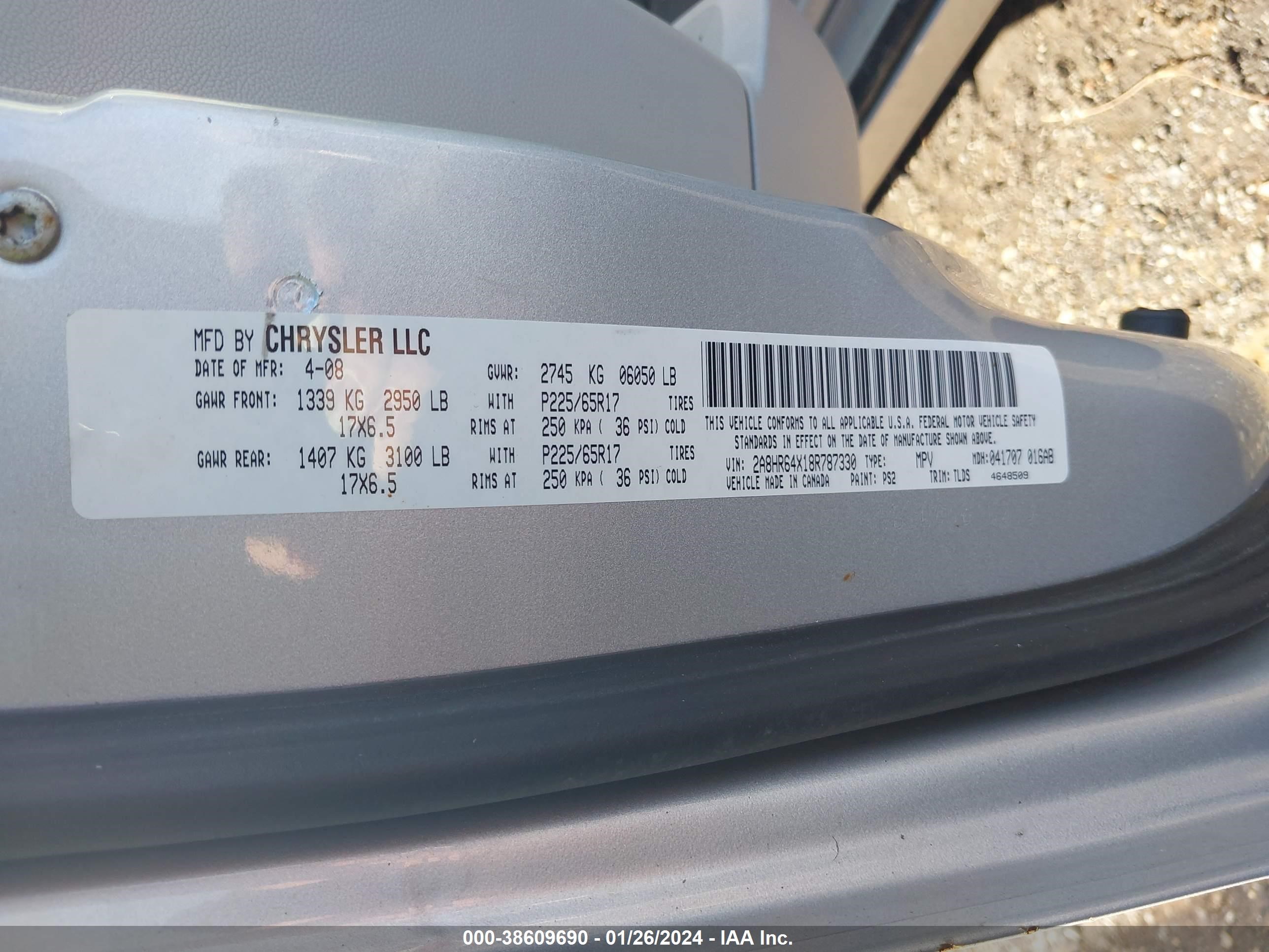 Photo 8 VIN: 2A8HR64X18R787330 - CHRYSLER TOWN & COUNTRY 