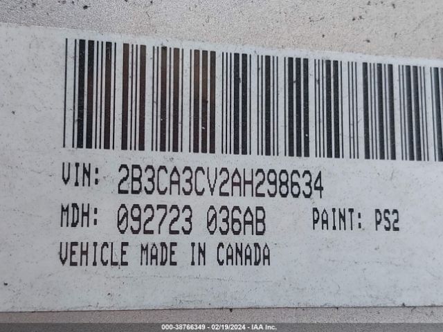 Photo 8 VIN: 2B3CA3CV2AH298634 - DODGE CHARGER 