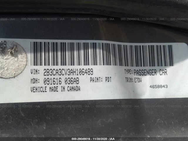 Photo 8 VIN: 2B3CA3CV3AH106489 - DODGE CHARGER 