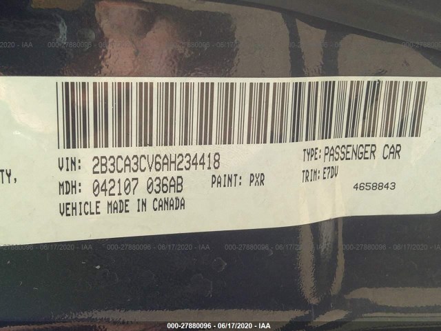 Photo 8 VIN: 2B3CA3CV6AH234418 - DODGE CHARGER 