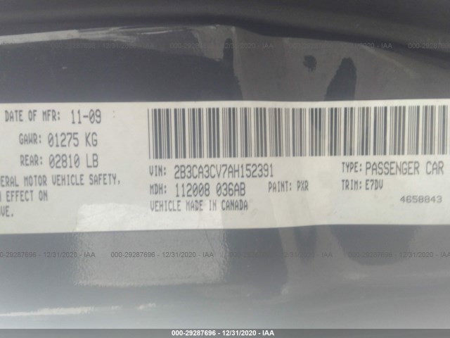 Photo 8 VIN: 2B3CA3CV7AH152391 - DODGE CHARGER 