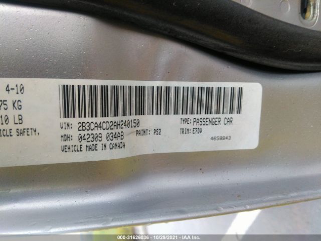 Photo 8 VIN: 2B3CA4CD2AH240150 - DODGE CHARGER 