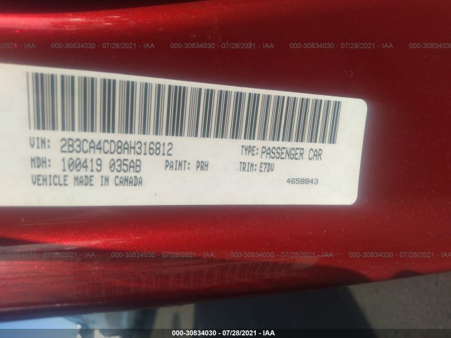 Photo 8 VIN: 2B3CA4CD8AH316812 - DODGE CHARGER 