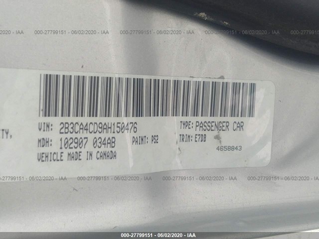 Photo 8 VIN: 2B3CA4CD9AH150476 - DODGE CHARGER 