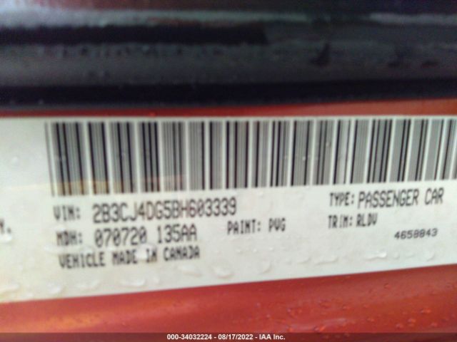 Photo 8 VIN: 2B3CJ4DG5BH603339 - DODGE CHALLENGER 