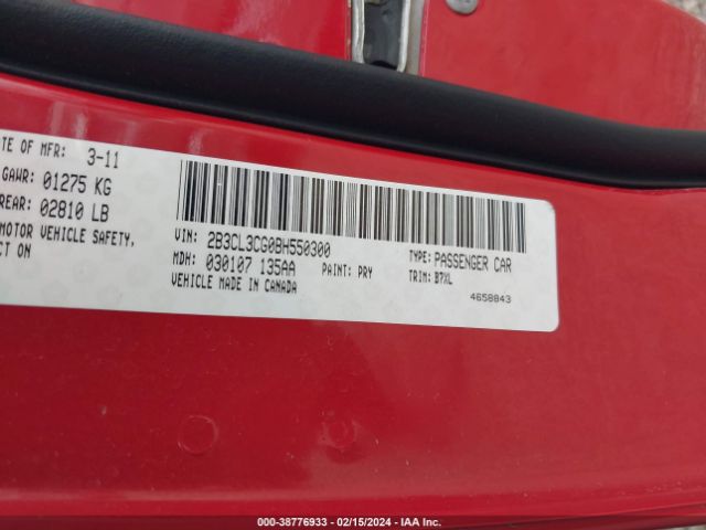 Photo 8 VIN: 2B3CL3CG0BH550300 - DODGE CHARGER 